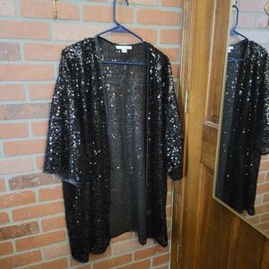 FAVLUX Black Sequin Kimono Cardigan